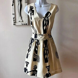 Vintage Y2K Cynthia Rowley African Ladies Cotton V-neck Sleeveless Dress Size 6